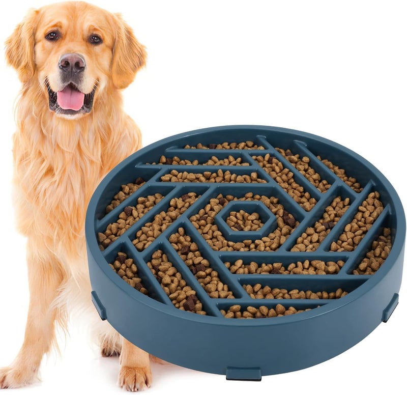 tobyto Slow Feeder Dog Bowls Large Medium Breed,Anti-Choking Slow Eating Dog Food Bowl,Non Slip Pet Slower Food Feeding Bowls Large Puzzle Slow Feeder Bloat Stop Maze Dog Dishes,Dark Blue - Image 1